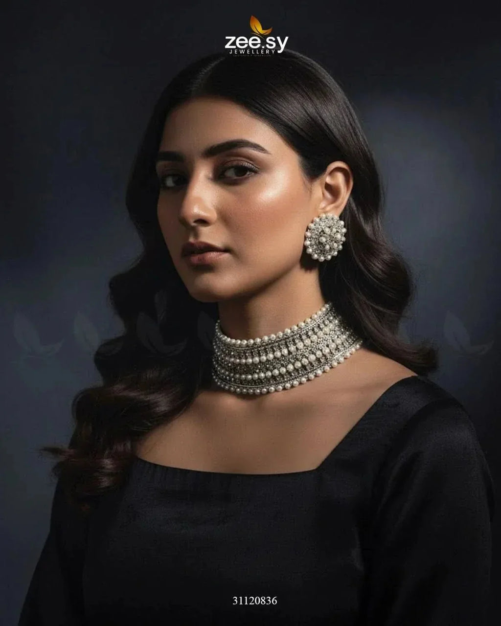 Elegant Beaded Pearl Choker Set