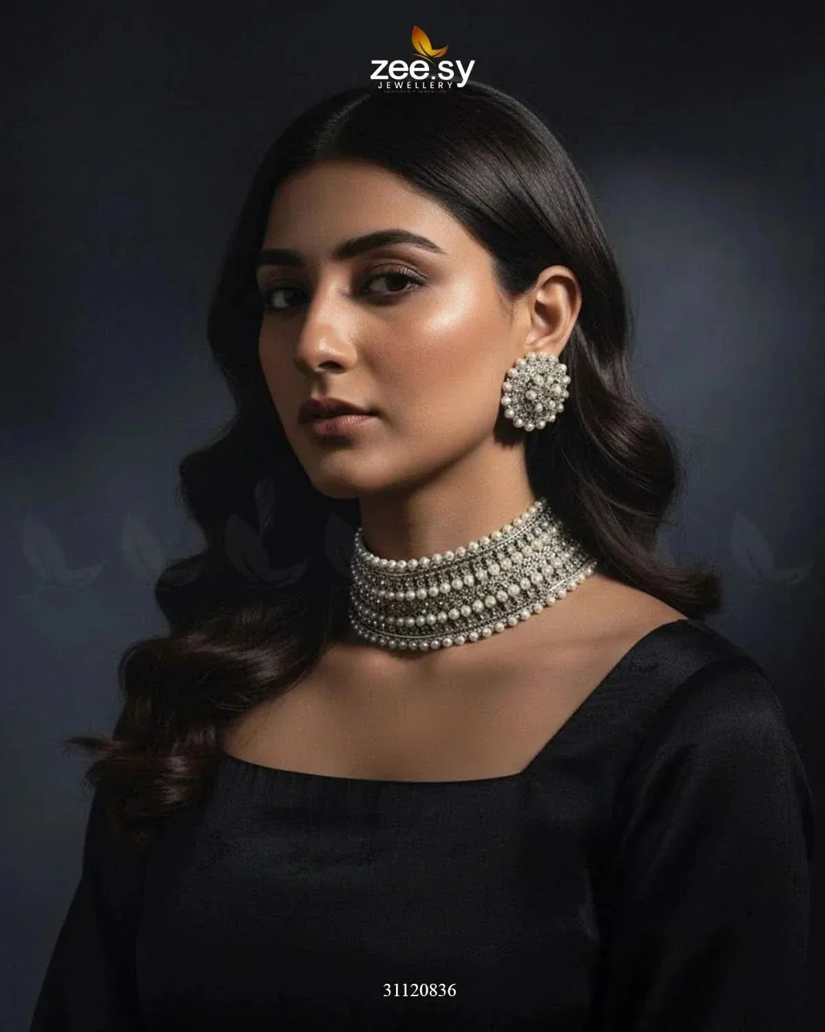 Elegant Beaded Pearl Choker Set