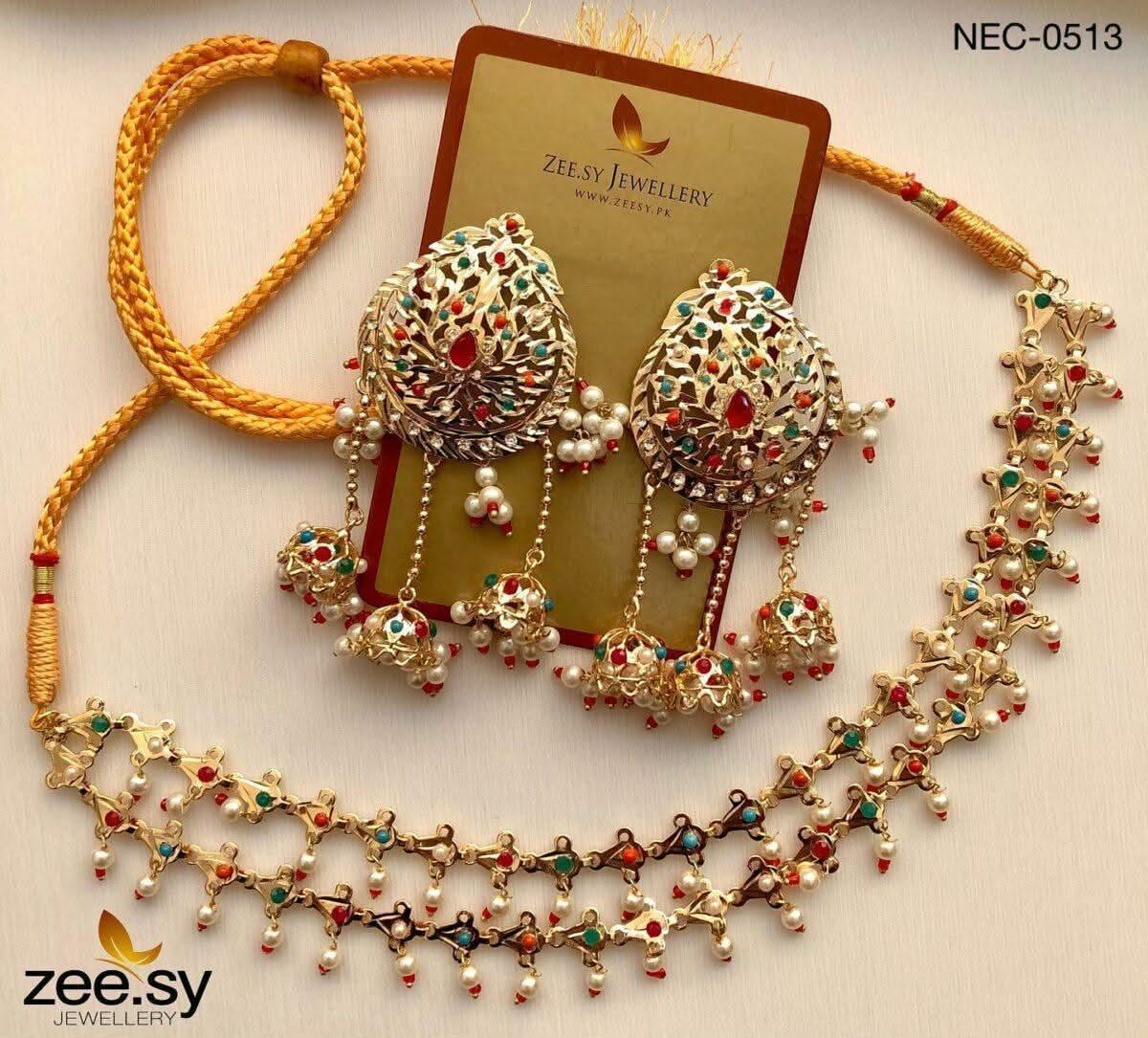 Nauratan Rani Pearl Drop Necklace Set