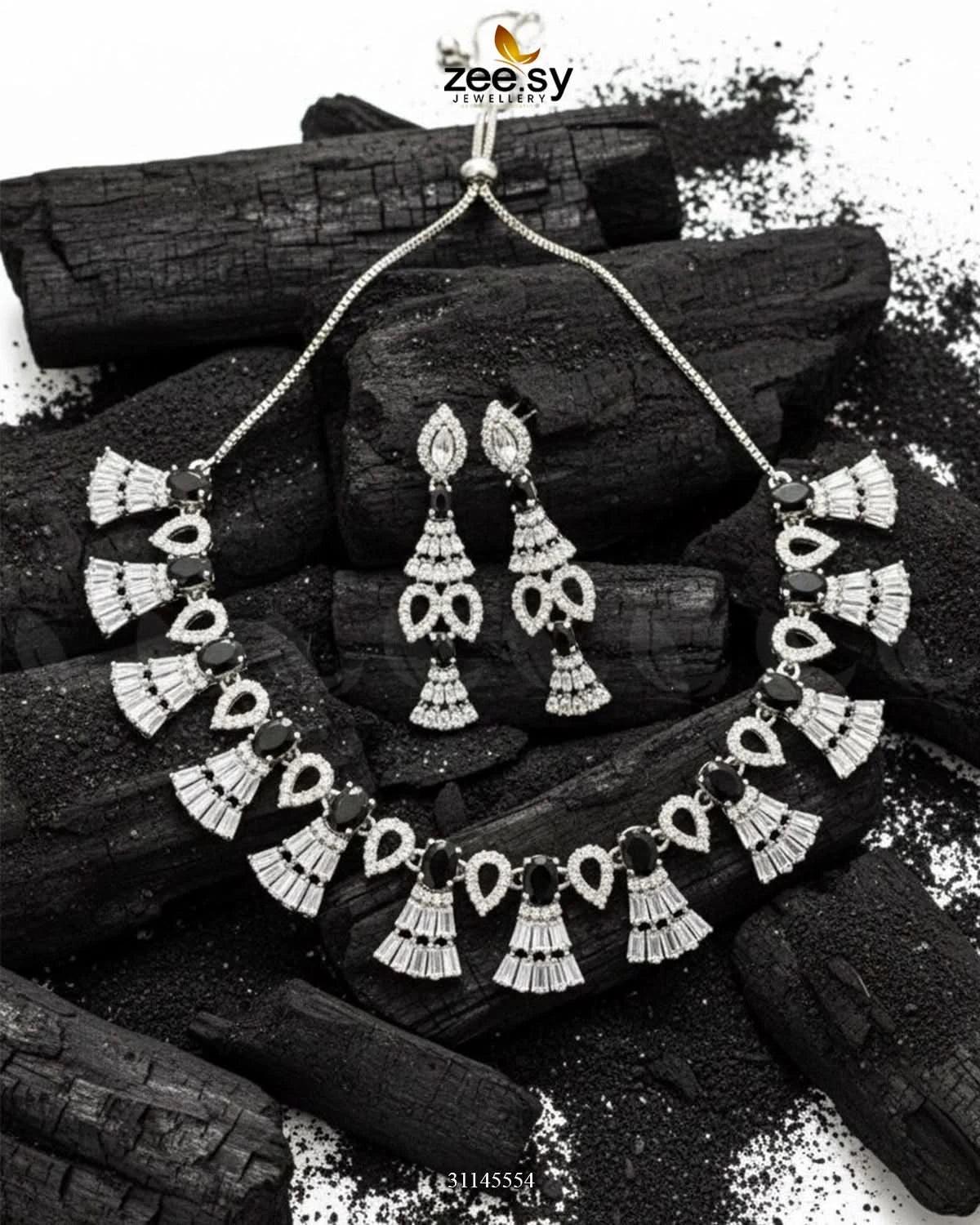 Baguette Fringe Tassel Necklace Set