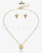 Chic Gold Puffed Heart Pendant