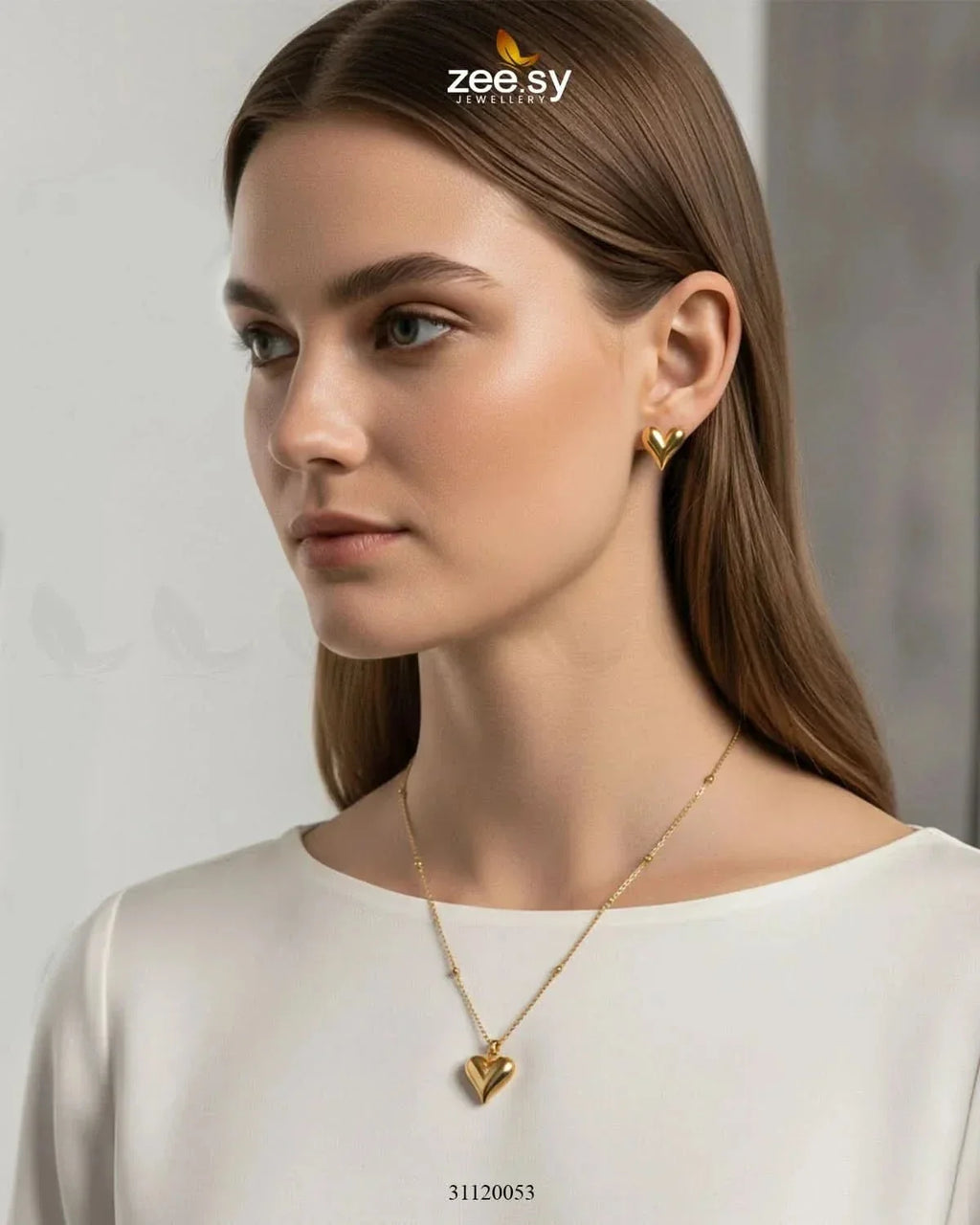 Chic Gold Puffed Heart Pendant