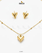Chic Gold Puffed Heart Pendant