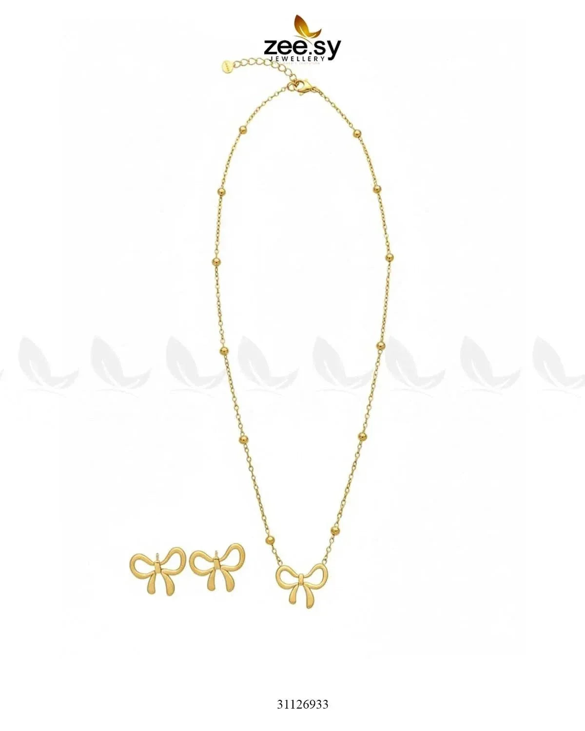 Delicate Ribbon Bow Pendant Set
