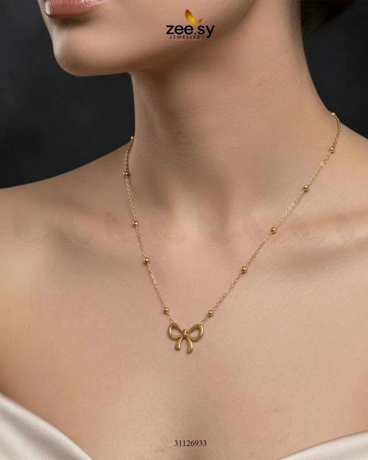 Delicate Ribbon Bow Pendant Set
