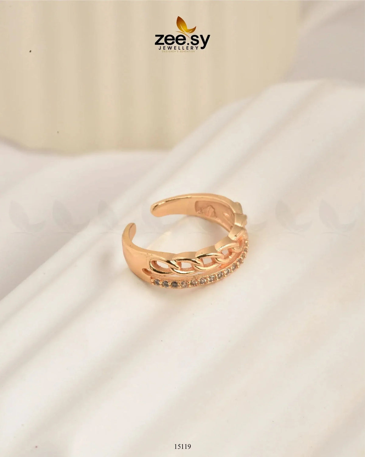 Braided Zircon Dual-Band Ring