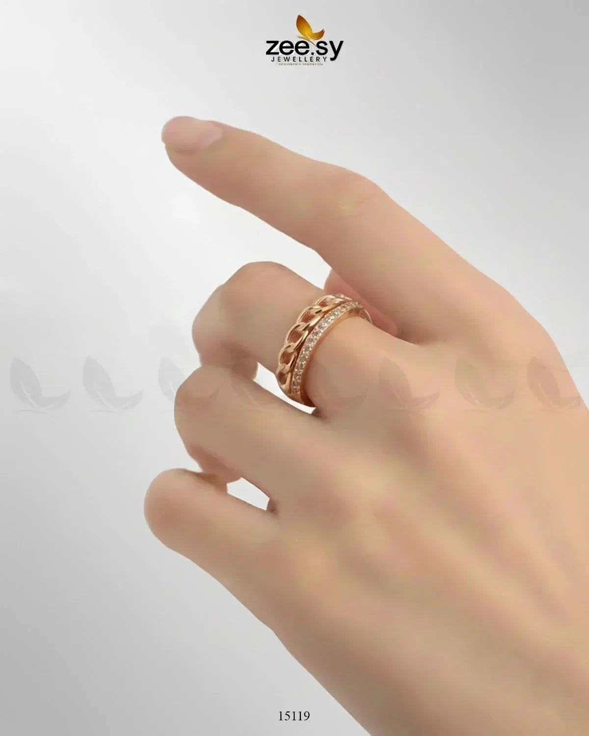 Braided Zircon Dual-Band Ring