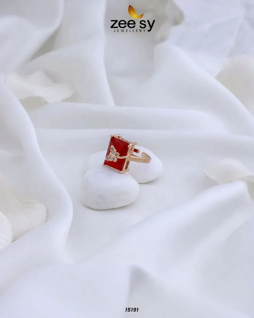 Butterfly Square Crystal  Ring