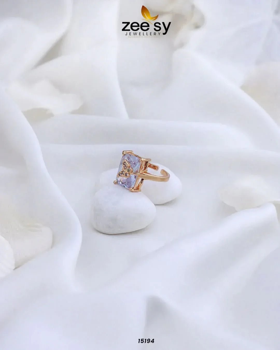 Butterfly Square Crystal  Ring