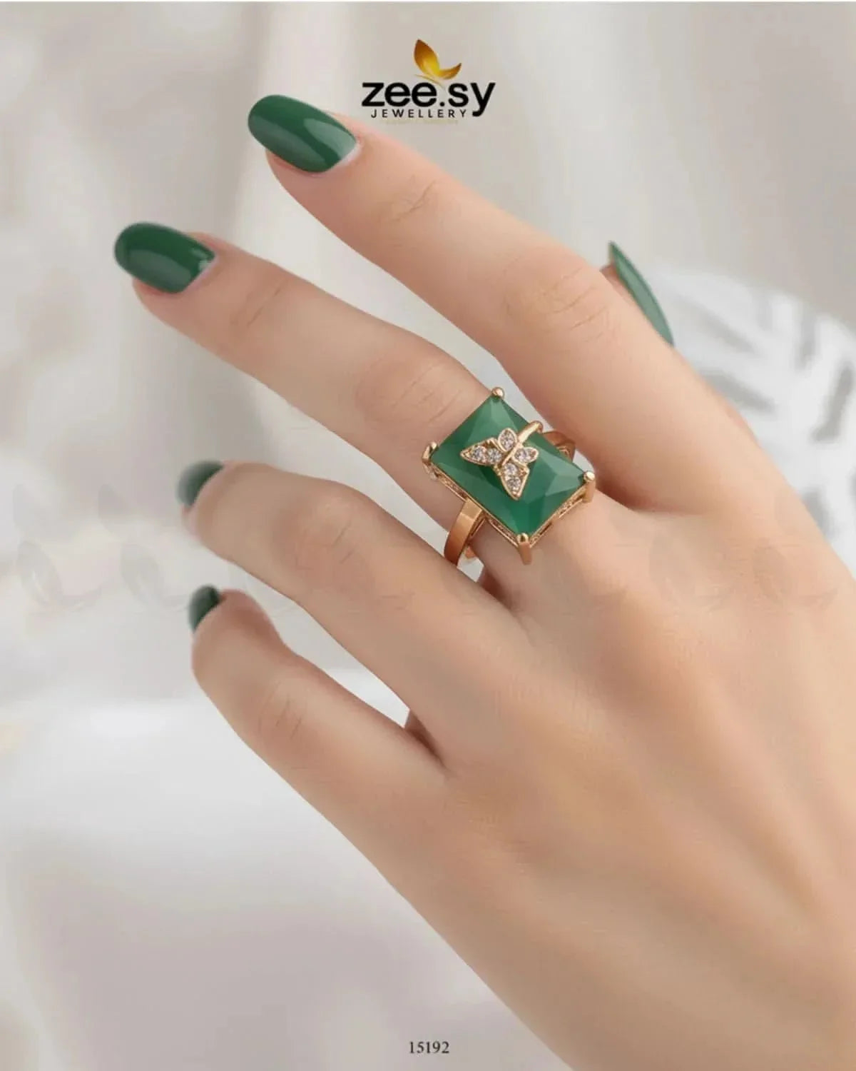 Butterfly Square Crystal  Ring