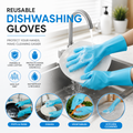 Reusable Dish washing Gloves with scrubber, Silicone Cleaning, Scrub Gloves for Wash Dish, Car Washing, Kitchen, Bathroom Multipurpose Usage